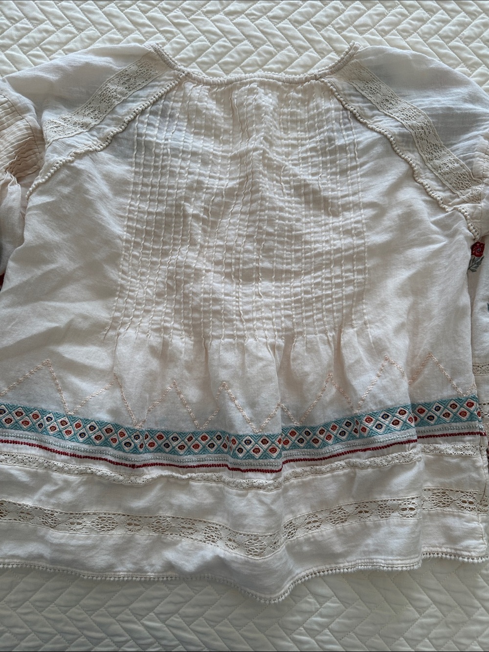 Women's Embroidered White Peasant Blouse - Picture 11 of 12